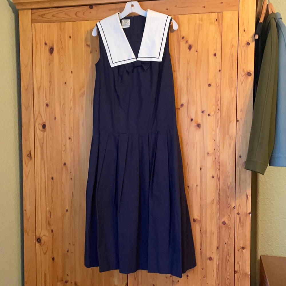 Laura Ashley Sleeveless Sailor Dress Sz 10 Vintage